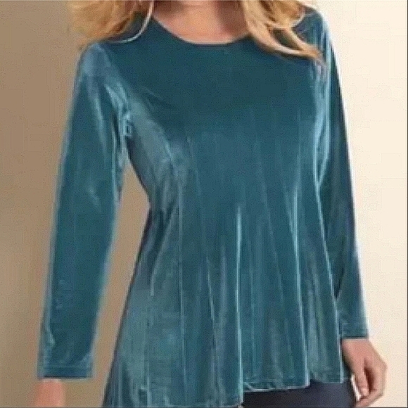 Soft Surroundings Tops - Soft Surroundings Turquoise Velvet top in petite medium